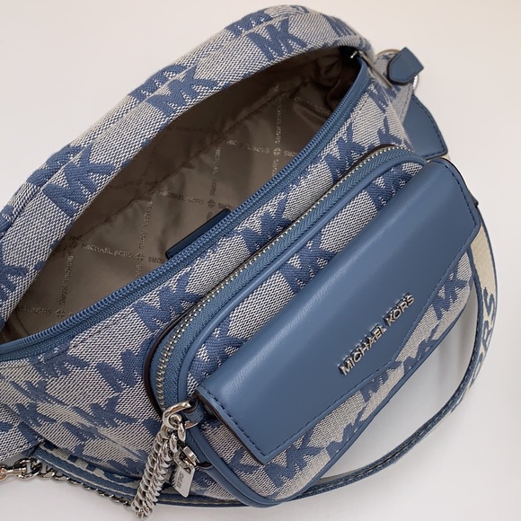 MICHAEL KORS Maisie Large Logo 2-in-1 Sling Waist Fanny Pack Crossbody  Denim/si - Picture 10 of 15
